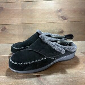 Orthofeet charlotte womens size 10.5 shoes Black Suede Lined Wide Width slippers